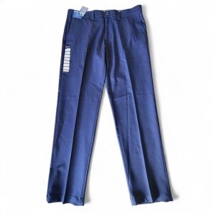 NWT Haggar Men's 34x30 Cool Right Performance Flex Straight Fit Navy Blue Pants